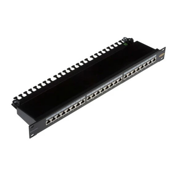 LEVITON Cat6Plus 24 Port 1U Screened Patch Panel | LSA IDC 568A-B Wired | Black | With Cable Management