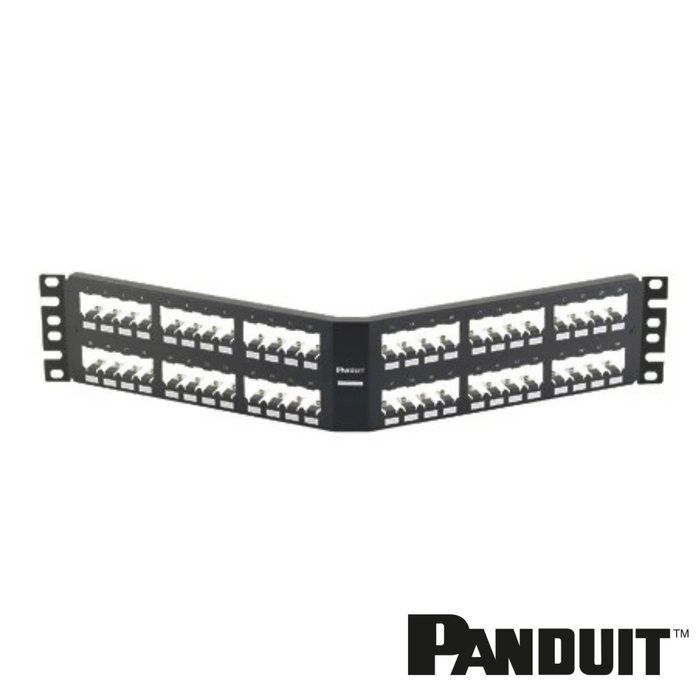 PANDUIT Mini-Com® Modular 48-Port Patch Panel | Angled | Unloaded | 2RU
