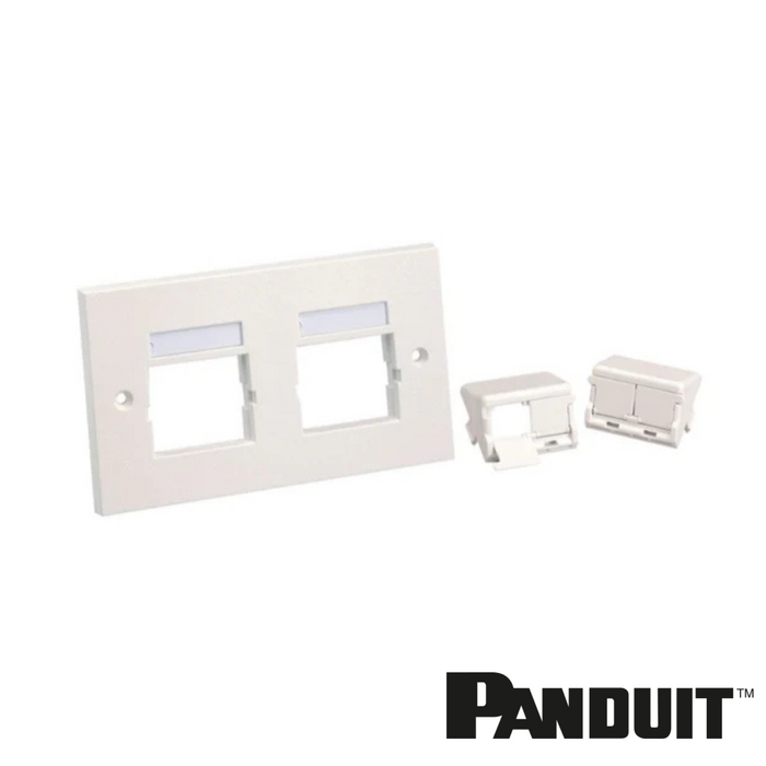PANDUIT Mini-Com® Faceplate Frame 86 x 146mm | Shuttered Module Inserts | White