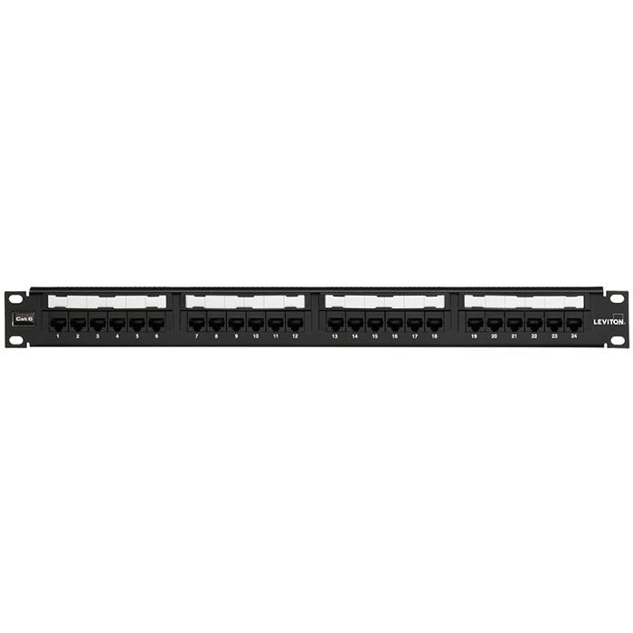 LEVITON Cat6 24 Port 1U Punchdown Patch Panel | Unshielded | Black | With Cable Management