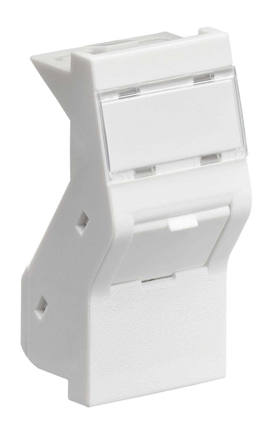 Angled Distribution Module Panel LEVITON 50mm x 25mm Shuttered Angled Module | White — Networks Centre