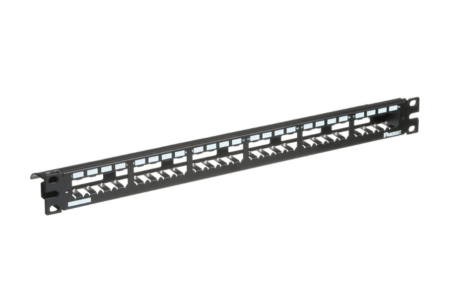 Panduit 1U 24 Port Unloaded Modular Patch Panel and Strain Relief Bar ...
