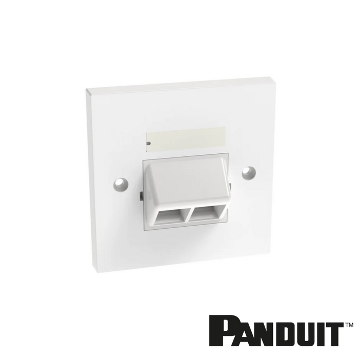 PANDUIT NetKey 2-Port Sloped Faceplate 86mm x 86mm | White
