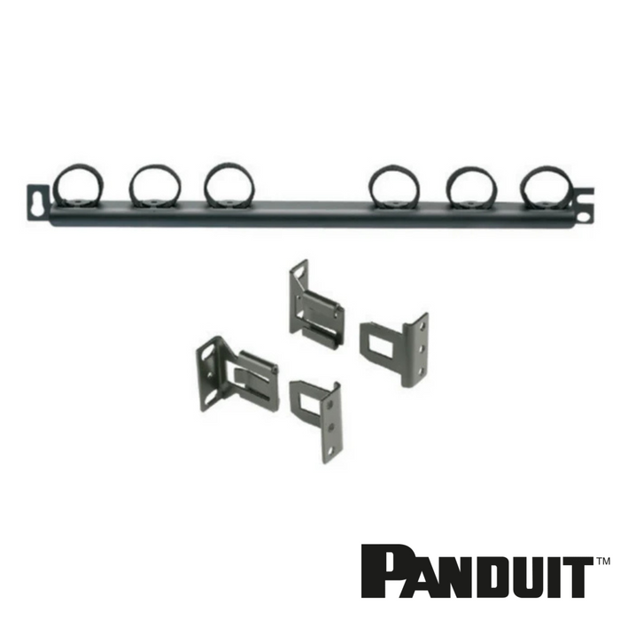 PANDUIT NetKey Strain Relief Bar with Raised Tie Mounts | 1RU | Black