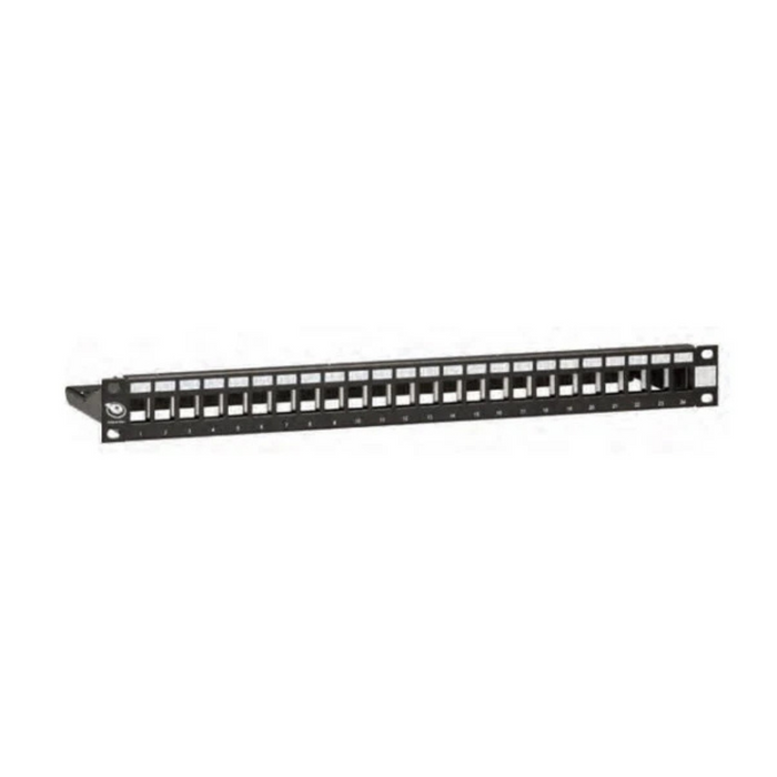 LEVITON Snap-in-Jack 24 Port 1U Modular Patch Panel | Shielded/Unshielded | Black | With Cable Management