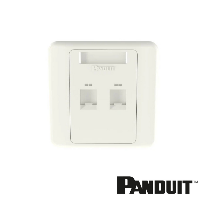 PANDUIT NetKey 2-Port Shuttered Faceplate 86mm x 86mm | White