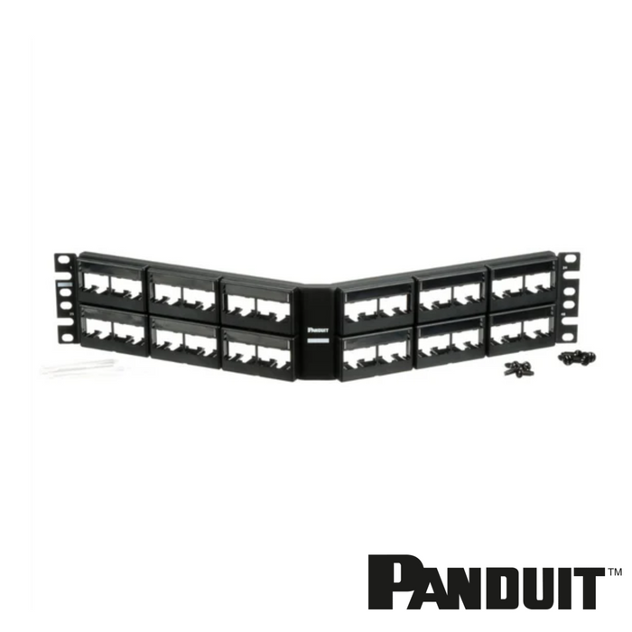 PANDUIT Mini-Com® Modular 48-Port Patch Panel | Unloaded | Angled | 2RU